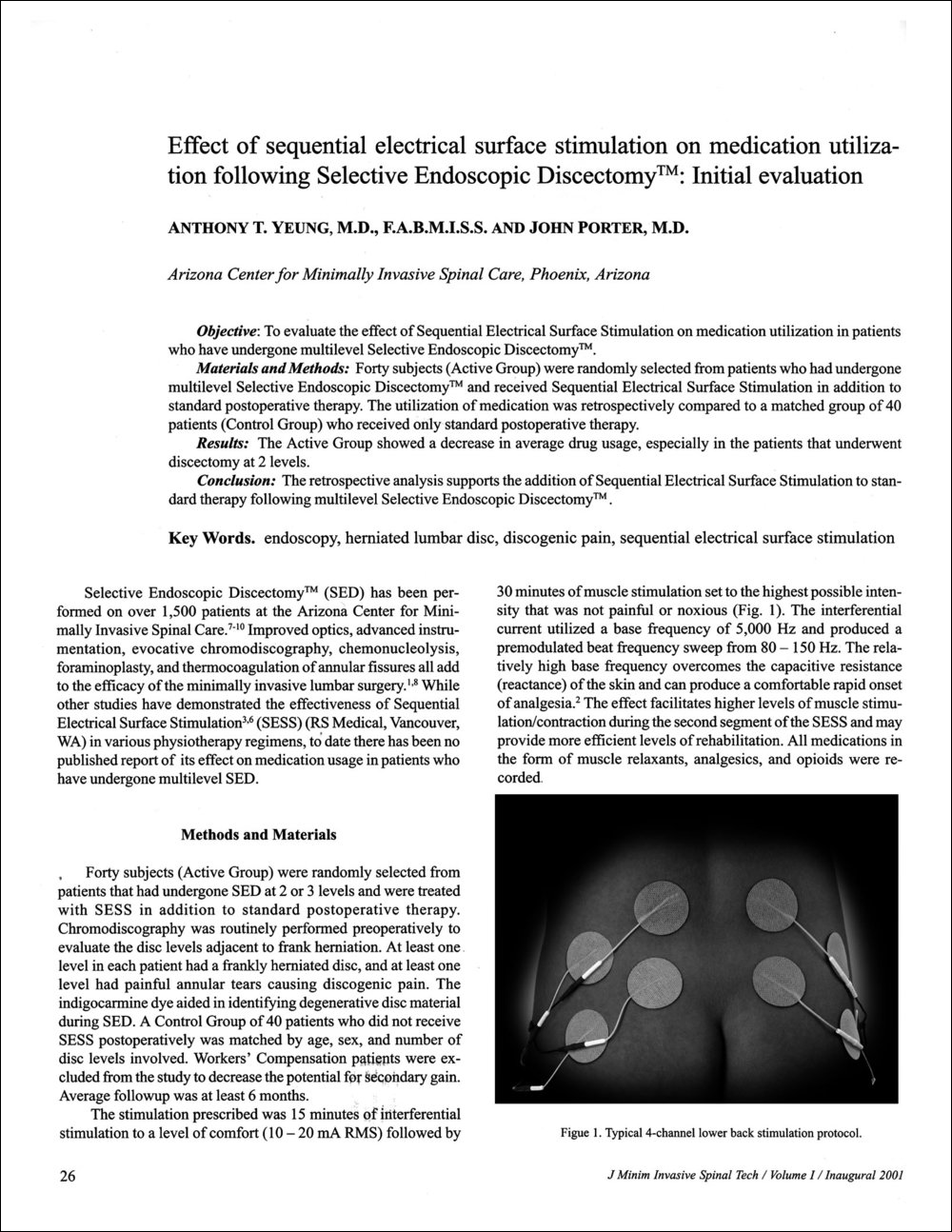 Effect of sequential electrical surface stimulation on medication following SED™: Initial evaluation
