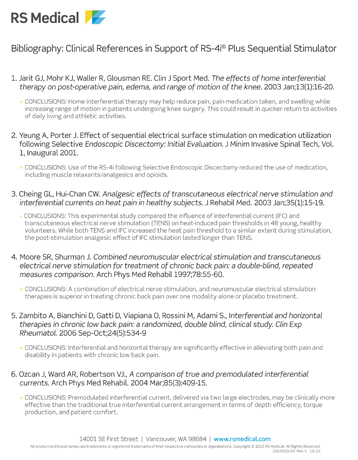 RS-4i Plus Clinical Bibliography